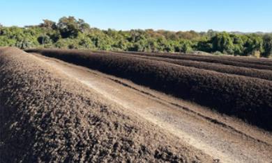 Leiras de composto orgânico ao ar livre